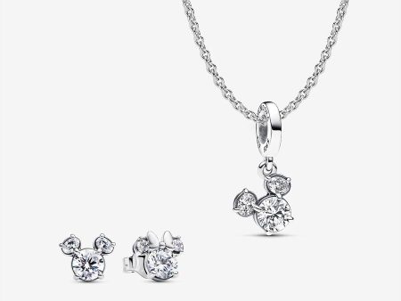 Disney Mickey Mouse Sparkling Head Silhouette Pendant Necklace and Earring Set Sale